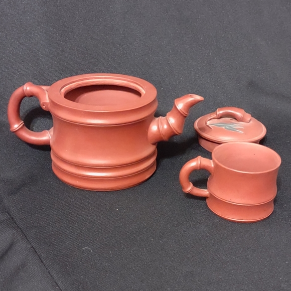 Vintage Collectable Chinese Yixing Zisha Pottery Red Clay Teapot and Tea Cup - Picture 4 of 7